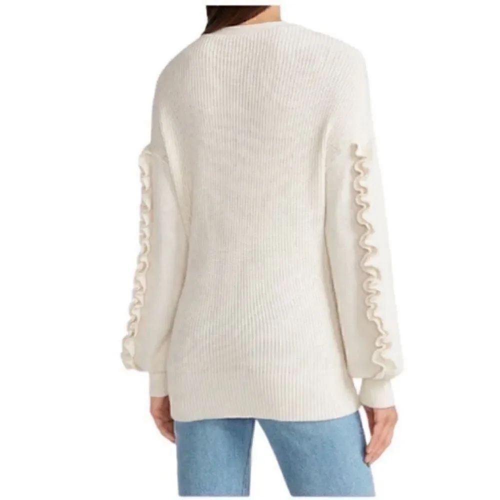 Express Cream Ruffle Sleeve Sweater(Size Small) - Picture 2 of 7